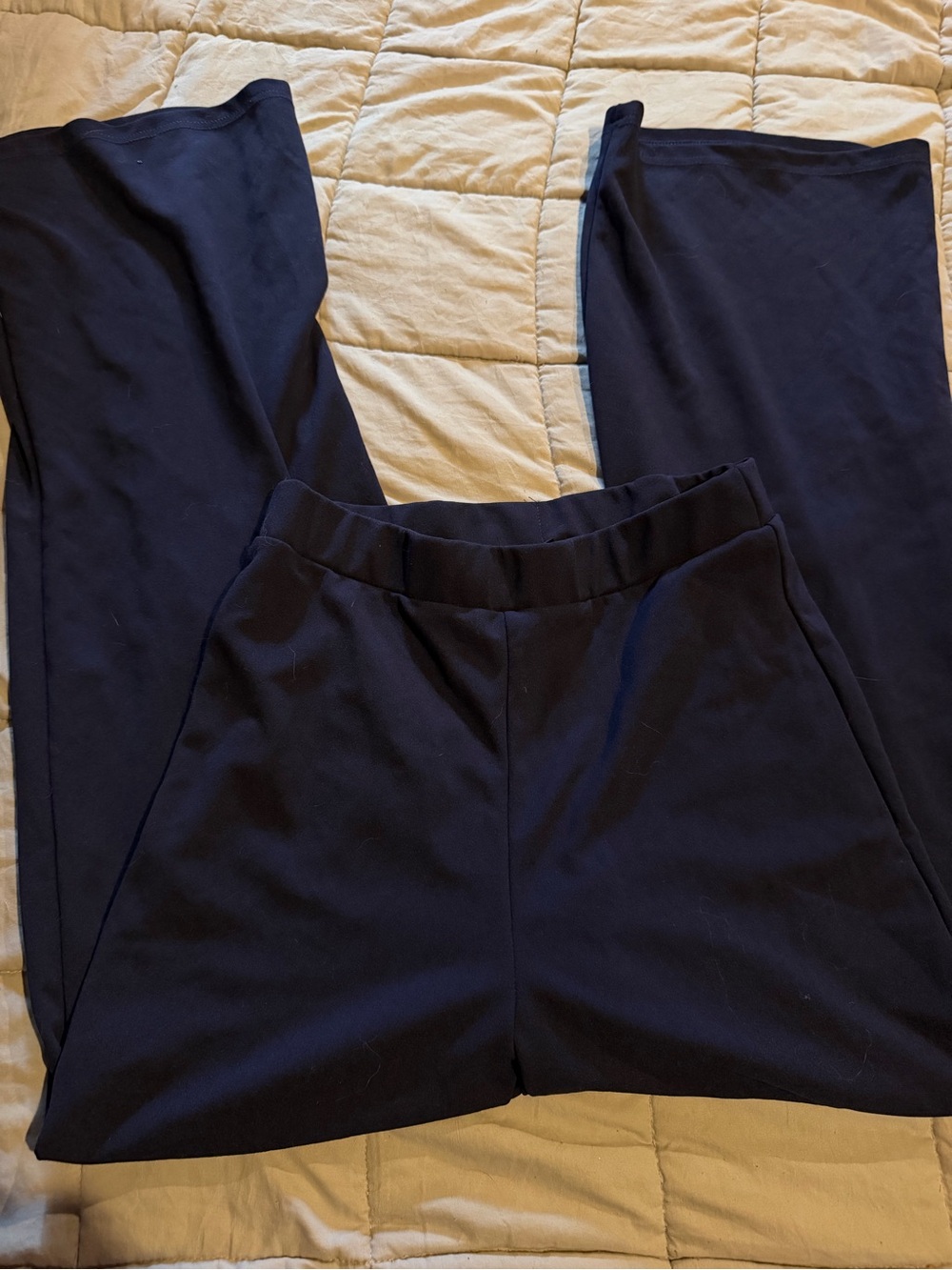 SHEIN Navy Wide-Leg Ponte Trousers